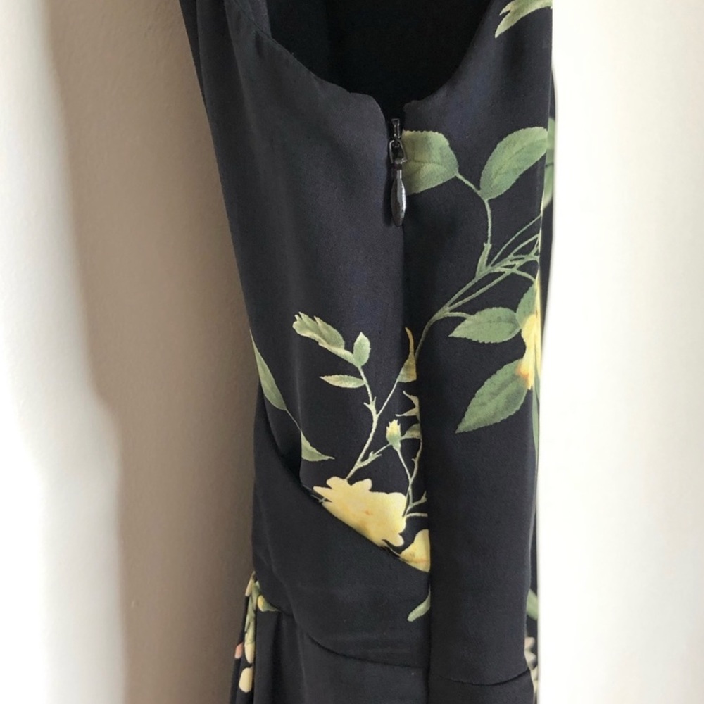 Joie Black Floral Braydon Mini Wrap-Like Dress Small 100% Silk - Picture 7 of 8